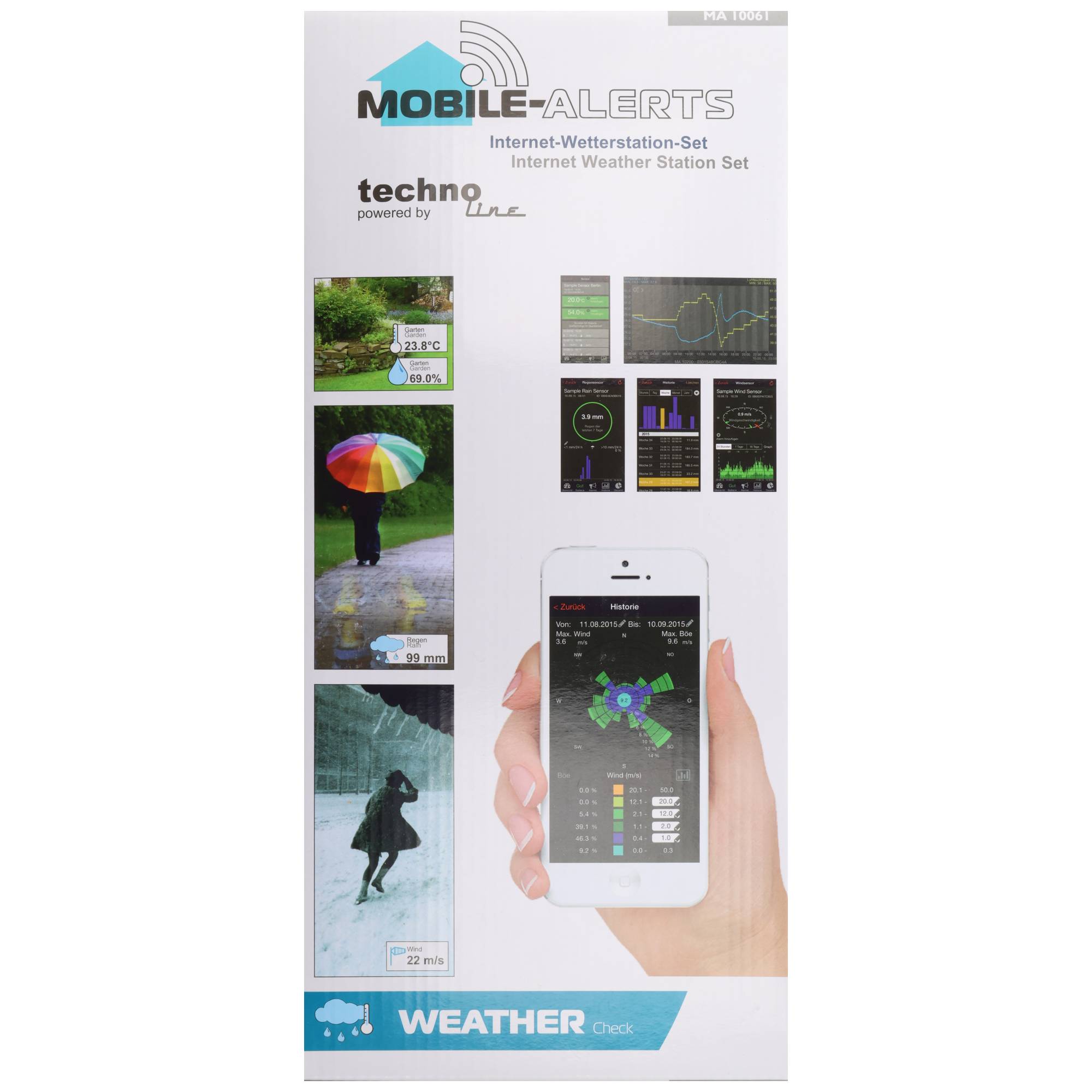 Technoline MA 10061 Überwachungs-Set – Gateway + Pro Series Wind-, Regen- und Thermo-/Hygrosensor