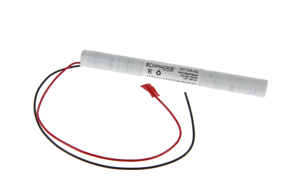 CoPacks NC Akku Not- und Sicherheitsbeleuchtung - AA-Size - 3,6 V 1000 mAh 150x15 mm (Kabel mit offenem Ende)
