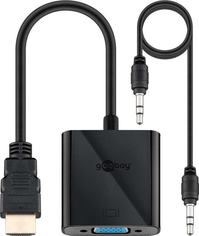 HDMI/VGA Adapter, vernickelt HDMI-Stecker (Typ A) > VGA-Buchse (15-polig)