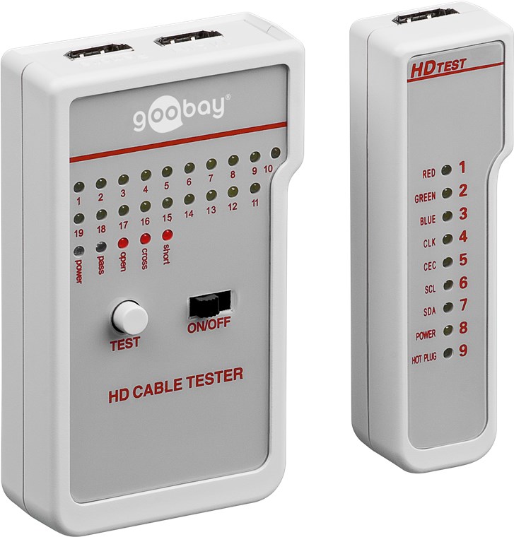 Goobay HD Kabeltester - 1x Kabeltester mit 2x HDMI™-Buchsen (Typ A) >1x Kabeltester mit 1x HDMI™-Buchse (Typ A)