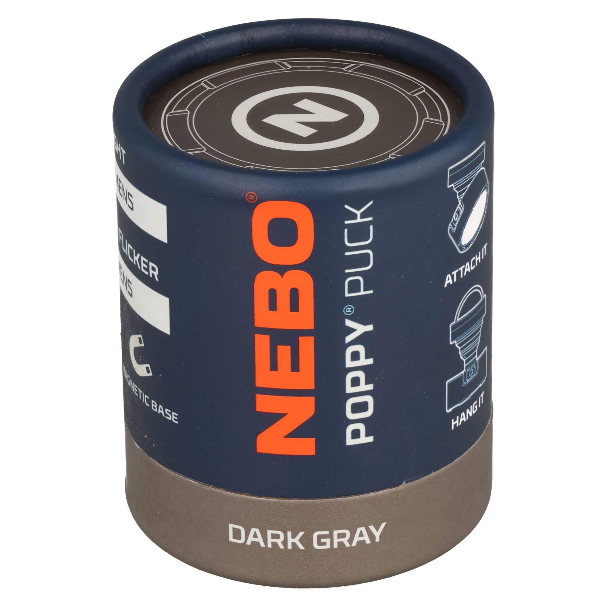 NEBO POPPY PUCK – 2-in-1 Taschenlampe und Laterne, Lithium-Ionen (Li-Ion) Akku, 3,7 V und 235 mAh, 300 Lumen, Schwarz