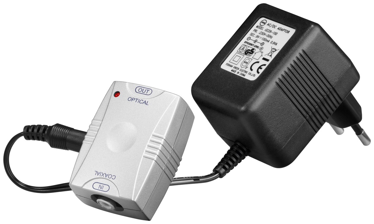 Goobay Koaxial-Opto-Wandler - konvertiert ein digitales Cinchsignal in ein digital optisches Toslinksignal