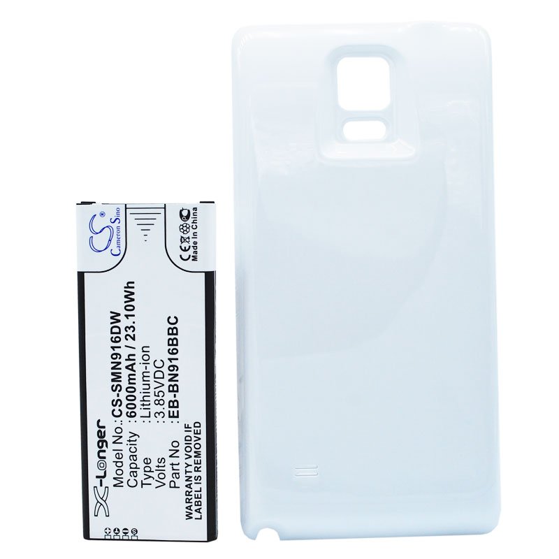 Akku mit Zusatzdeckel schwarz passend für Galaxy Note 4 Akku EB-BN916BBC 6000mAh, 97.90 x 39.56 x 11.30mm