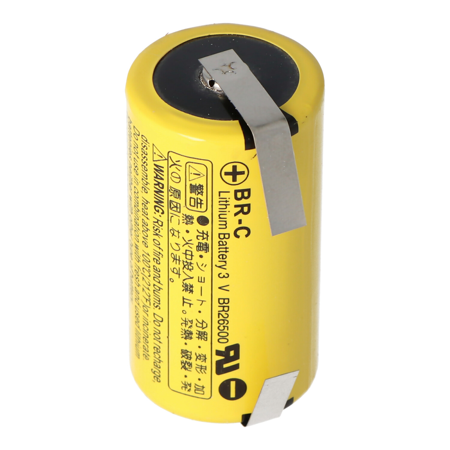 BR-C Panasonic Lithium Batterie Baby mit Lötfahnen in U-Form zum anlöten, BR26500