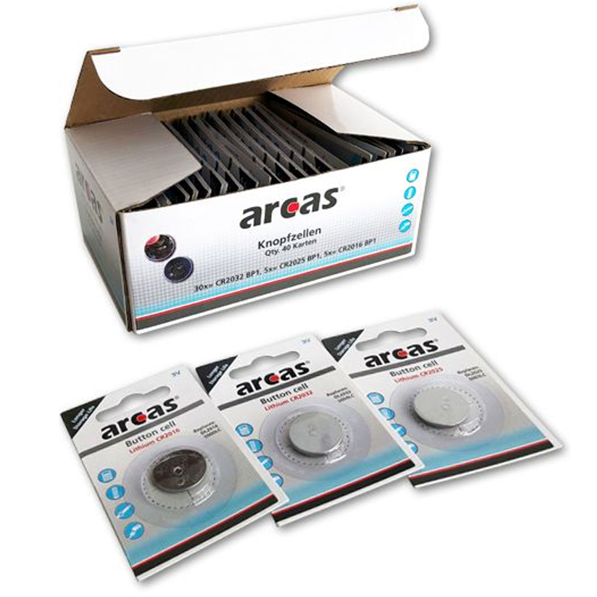 Vorteils-Set Lithium Batterien bestehend aus 30x CR2032, 5x CR2025, 5x CR2016