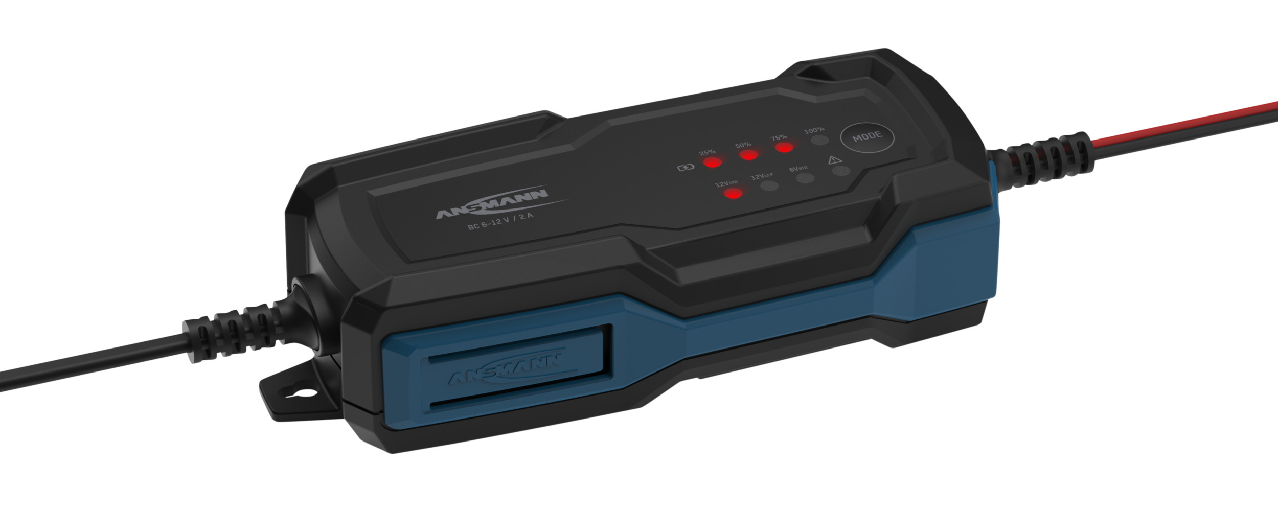 Ansmann BC 6-12V/2A 8-Stufen Kfz-Ladegerät für 6V und 12V Blei-Säure-, Blei-Gel- und Blei-Vlies-Batterien, sowie 12V LiFePO4 Batterien