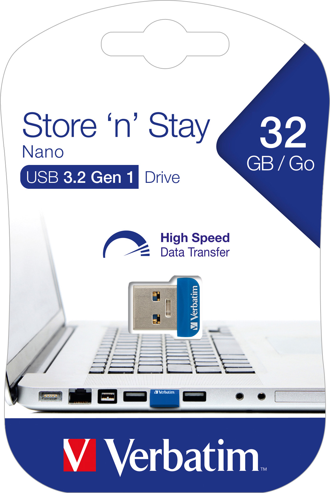 Verbatim USB 3.2 Stick 32GB, Nano Store'n'Stay Typ-A, (R) 80MB/s, (W) 25MB/s, Retail-Blister