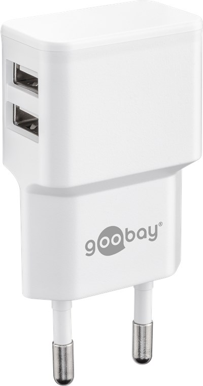Dual Ladeset 2,4 A, Netzteil mit 2x USB-Ausgang inklusive USB-Ladekabel, weiß