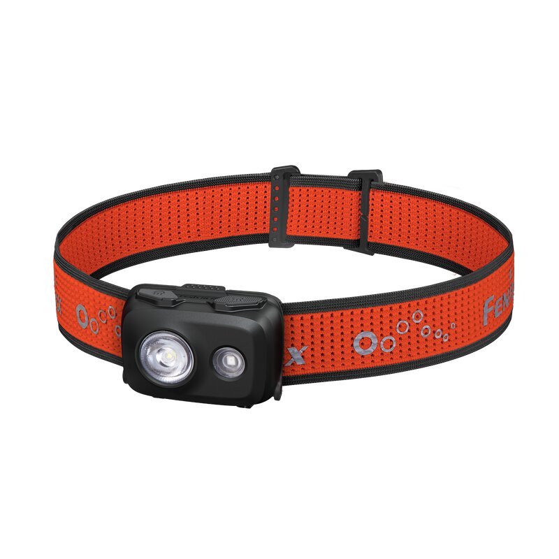 Fenix HL16 LED Stirnlampe mit bis zu 450 Lumen, weißes und rotes Licht, reflektierendes Stirnband, batteriebetrieben, inklusive 3x AAA Micro Batterien