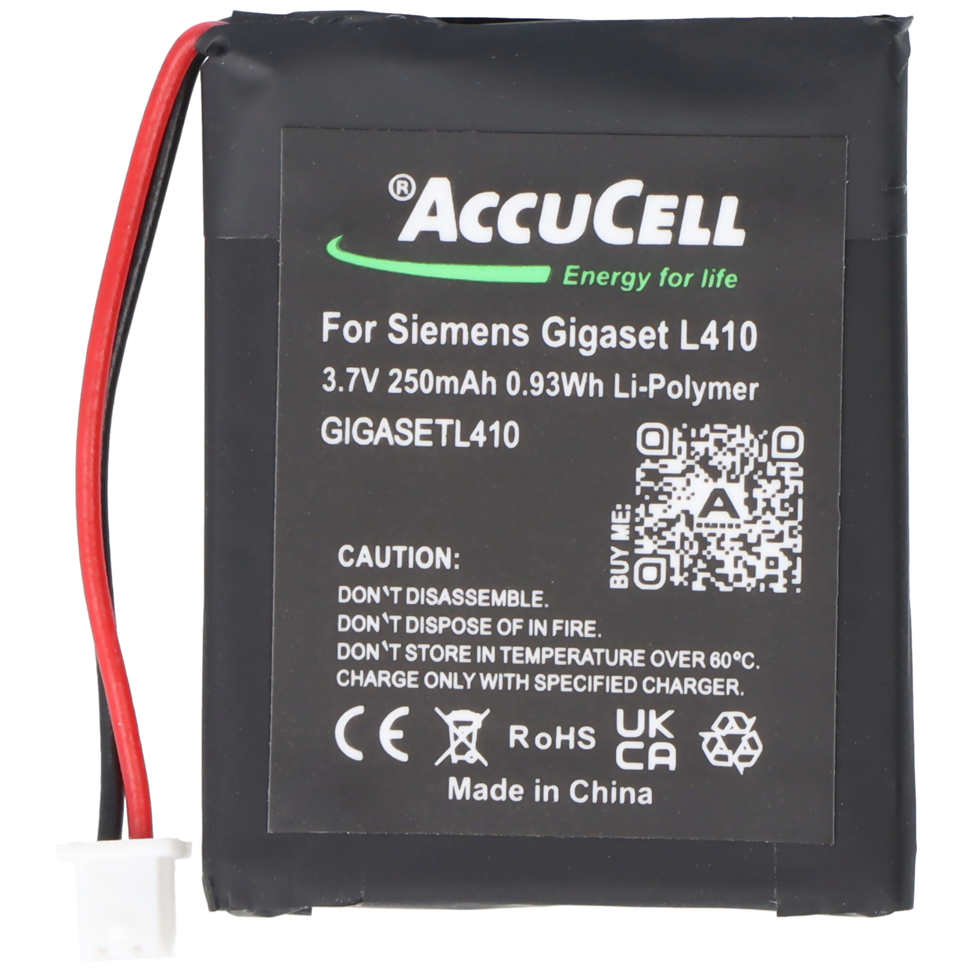 Akku passend für Siemens Gigaset L410 Akku S30852-D2240-X1 V30145-K1310-X448 3,7 Volt 250mAh