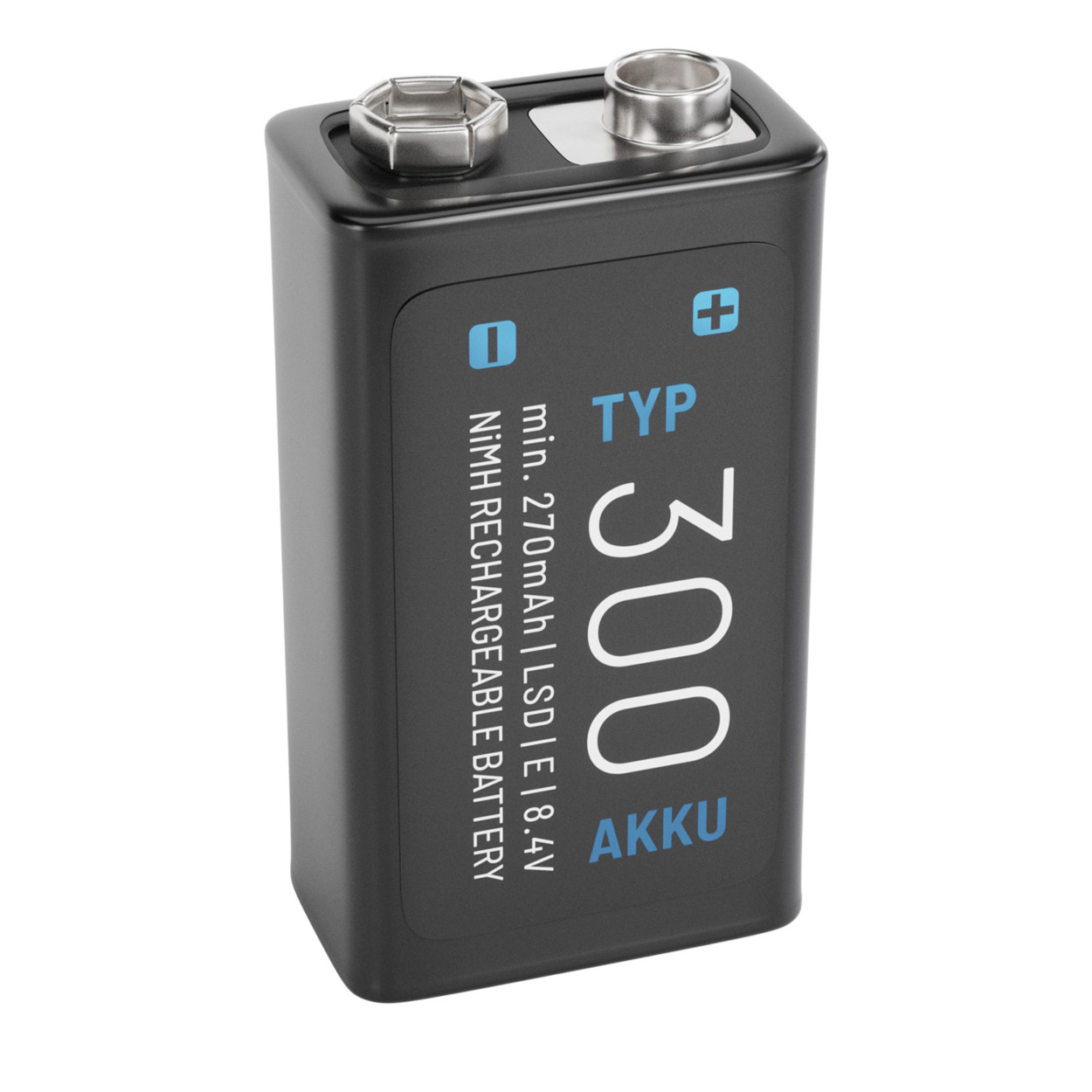 Absina 300 NiMH 9V-Block-Akku, 8,4 V, 270 mAh, 1 Stück