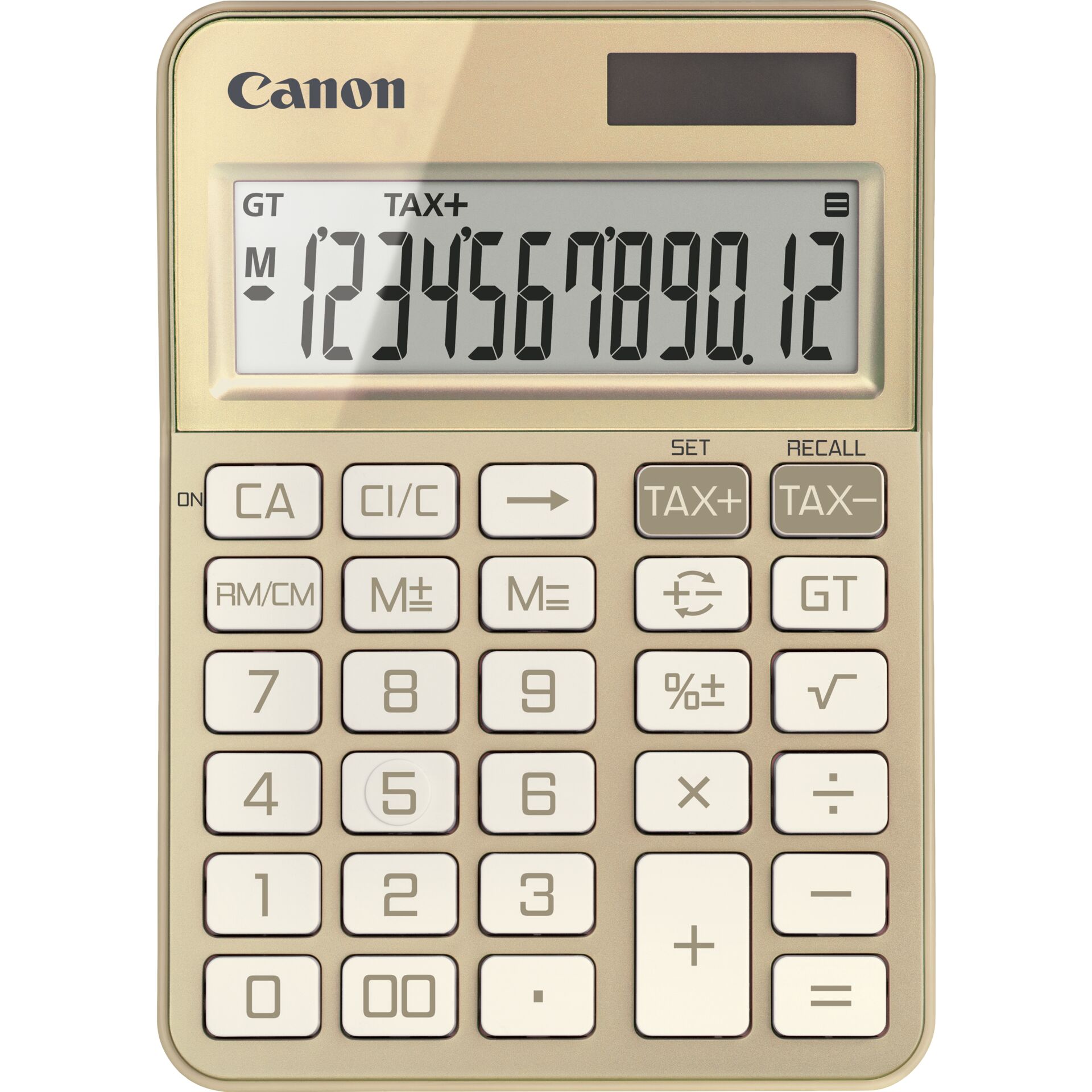 Canon KS-125KB-GD Gold Tischrechner, 12-stellig, Solar, neigbares LCD-Display