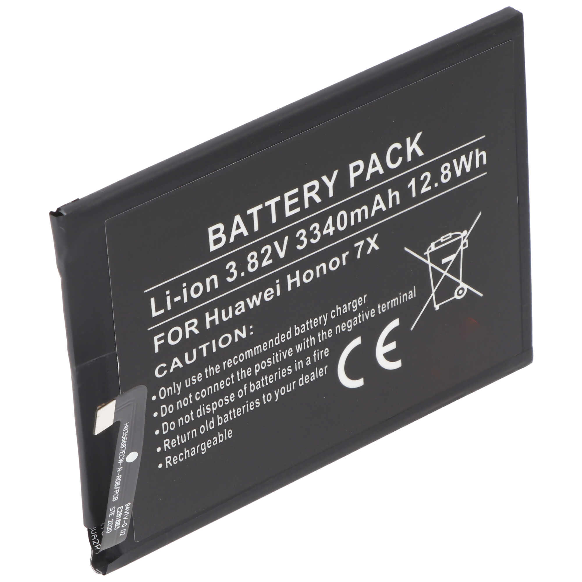 Akku passend für Huawei Honor 7X Akkutyp HB356687ECW, 3,82V, 3340mAh, 12,8Wh, built-in, ohne Werkzeug