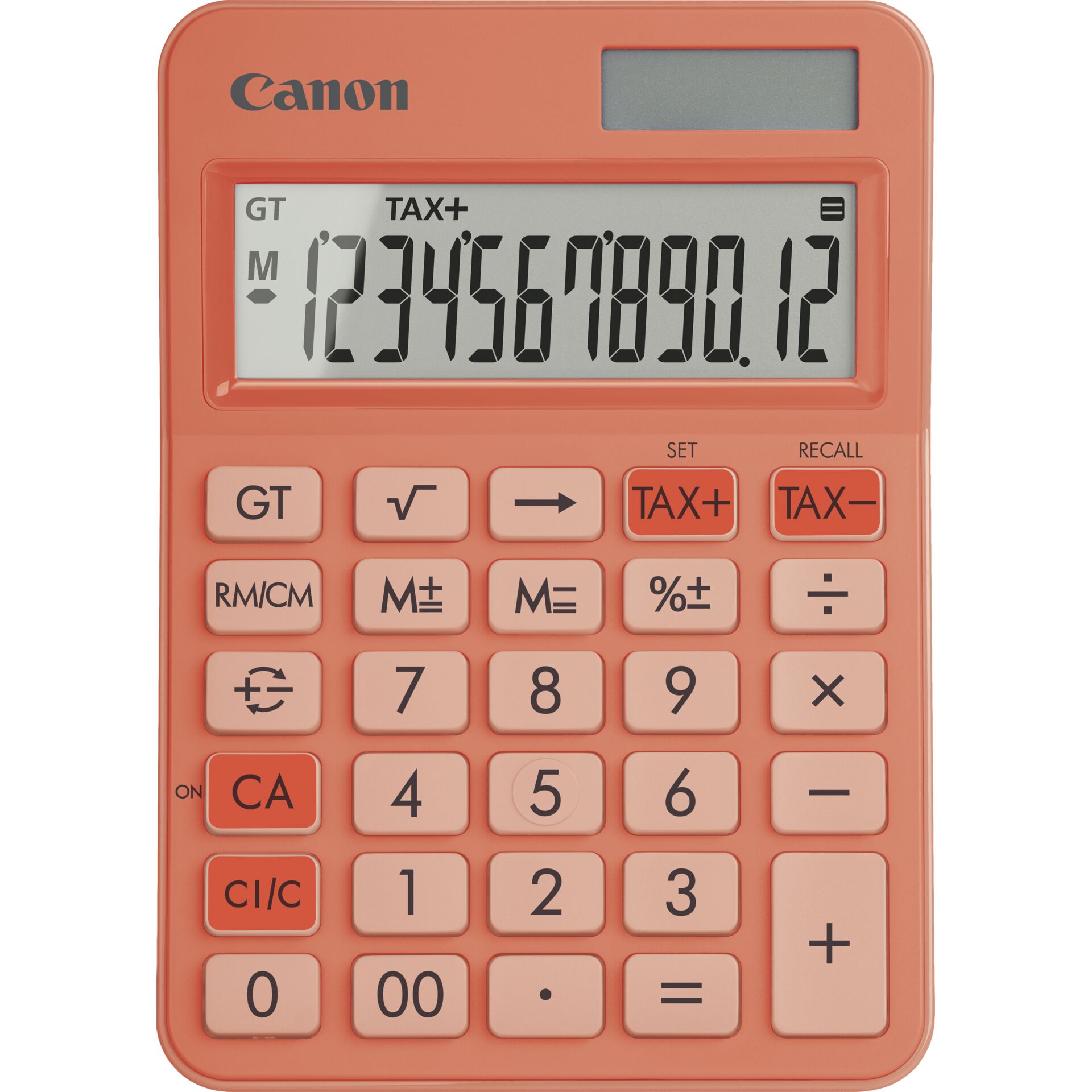 Canon LS-125KB-OR Orange Tischrechner, 12-stelliges neigbares LCD, Solar/LR44