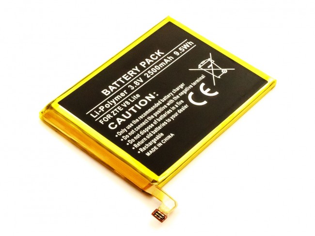 Akku passend für ZTE V8 Lite, Li-Polymer, 3,8V, 2500mAh, 9,5Wh, built-in, ohne Werkzeug