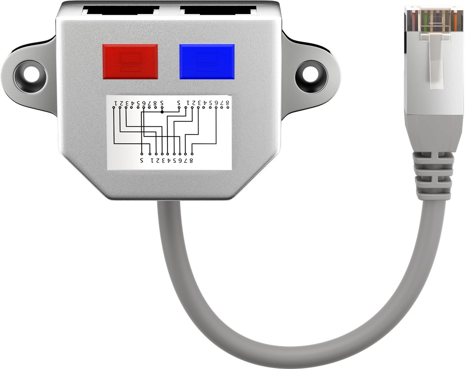 Goobay LAN-Kabel-Verteiler (Netzwerkdoppler), Y-Adapter - 2x CAT 5 Ethernet-Beschaltung: 1x 8-polig auf 2x 4-polig