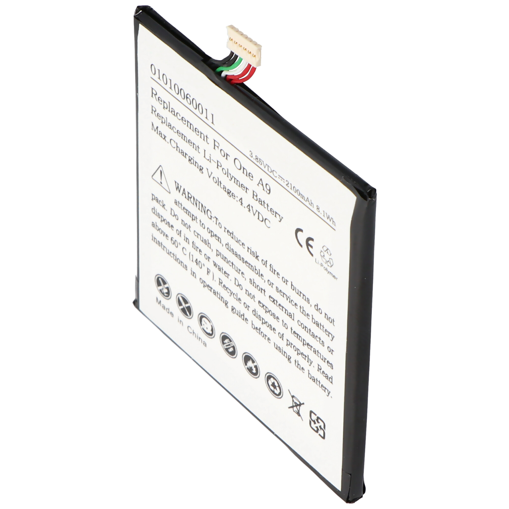 Akku passend für HTC One A9, Li-Polymer, 3,85V, 2100mAh, 8,1Wh, built-in, ohne Werkzeug