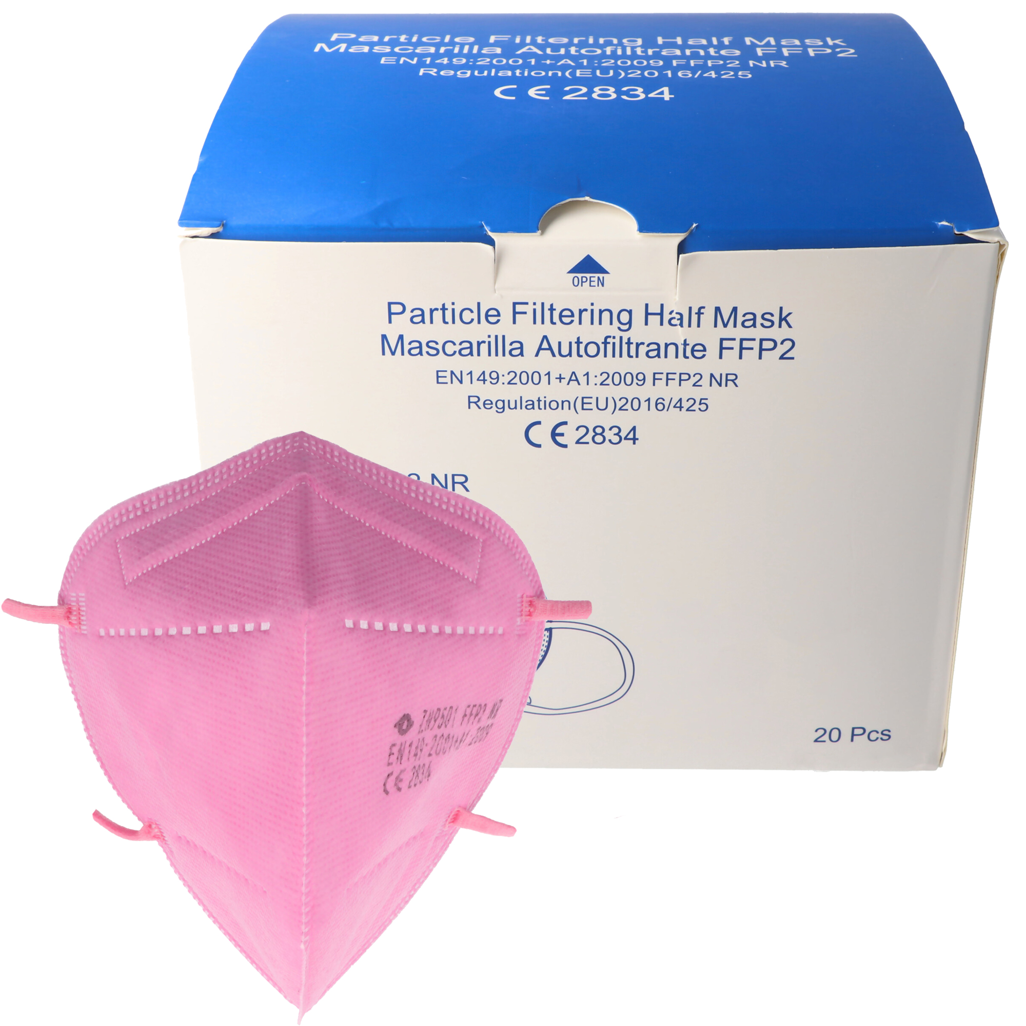 20 Stück FFP2 Maske Pink 5-Lagig, zertifiziert nach DIN EN149:2001+A1:2009, partikelfiltrierende Halbmaske, FFP2 Schutzmaske