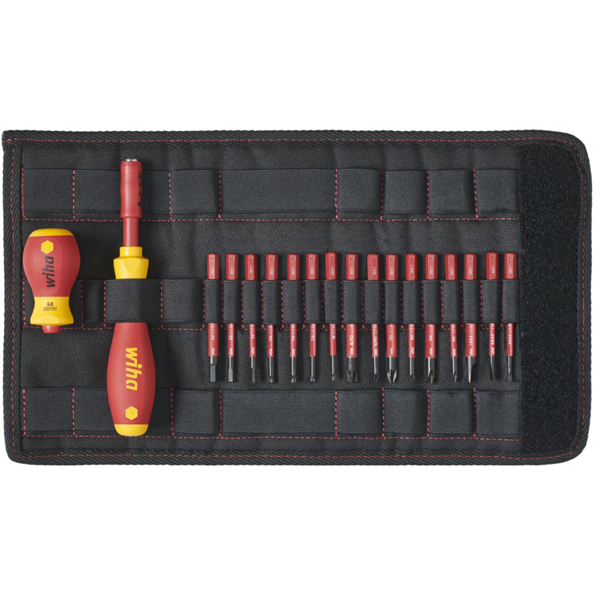 Wiha slimVario Starter-Set, isoliertes Schraubendreher- und Bit-Set, 19-teilig, bis 1000 V AC