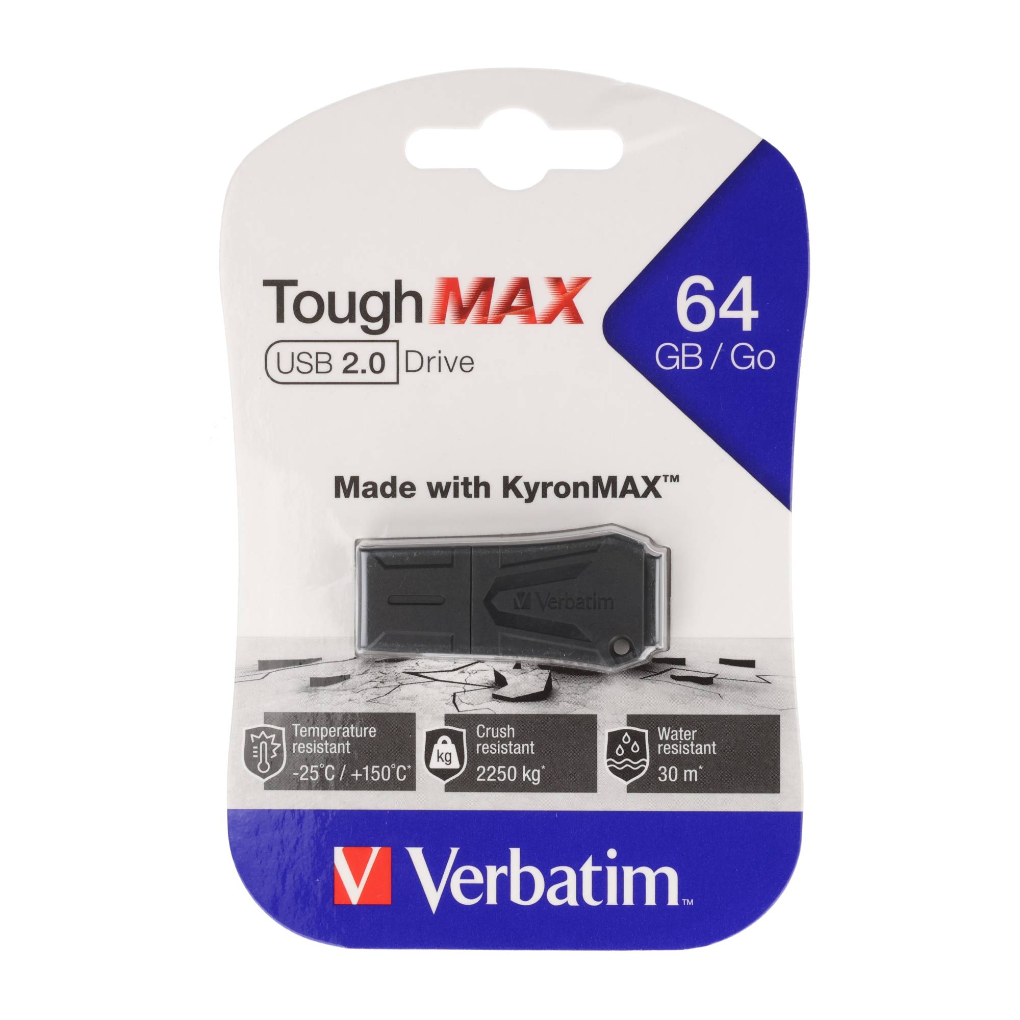 Verbatim USB 2.0 Stick 64GB, ToughMAX, schwarz KyronMAX Thermo Protect, Retail-Blister