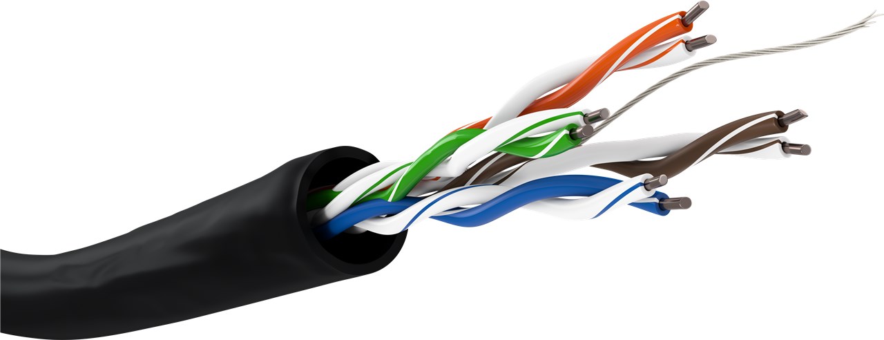 Goobay CAT 5e Outdoor Netzwerkkabel, U/UTP, schwarz - Kupferkaschierter Aluminiumleiter (CCA), AWG 24/1 (solid), Polyethylen-Kabelmantel (PE)