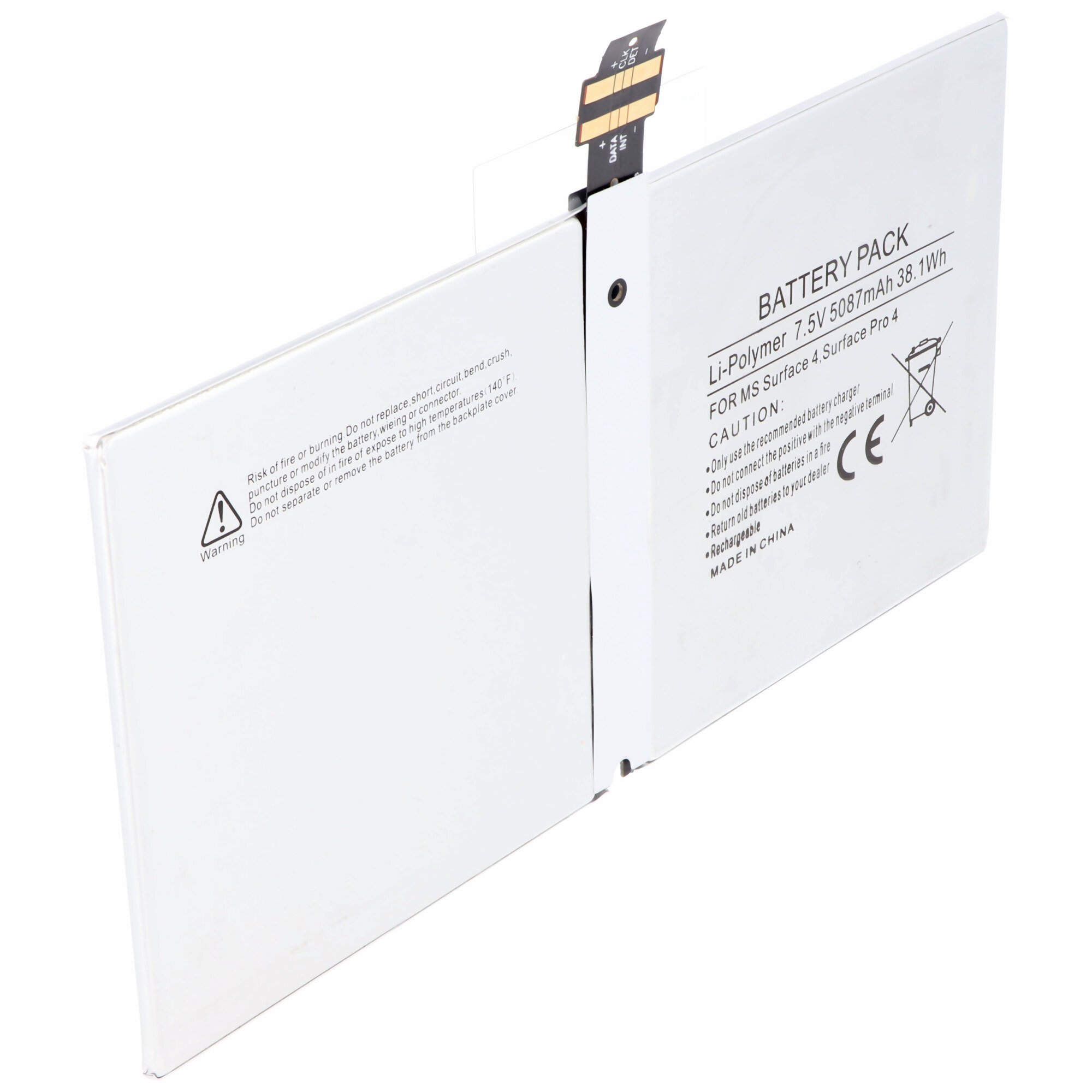Akku passend für Microsoft Surface 4, Surface Pro 4, 1724 Akku DYNR01, G3HTA027H, 5087mAh, 7.5V, 39.1Wh