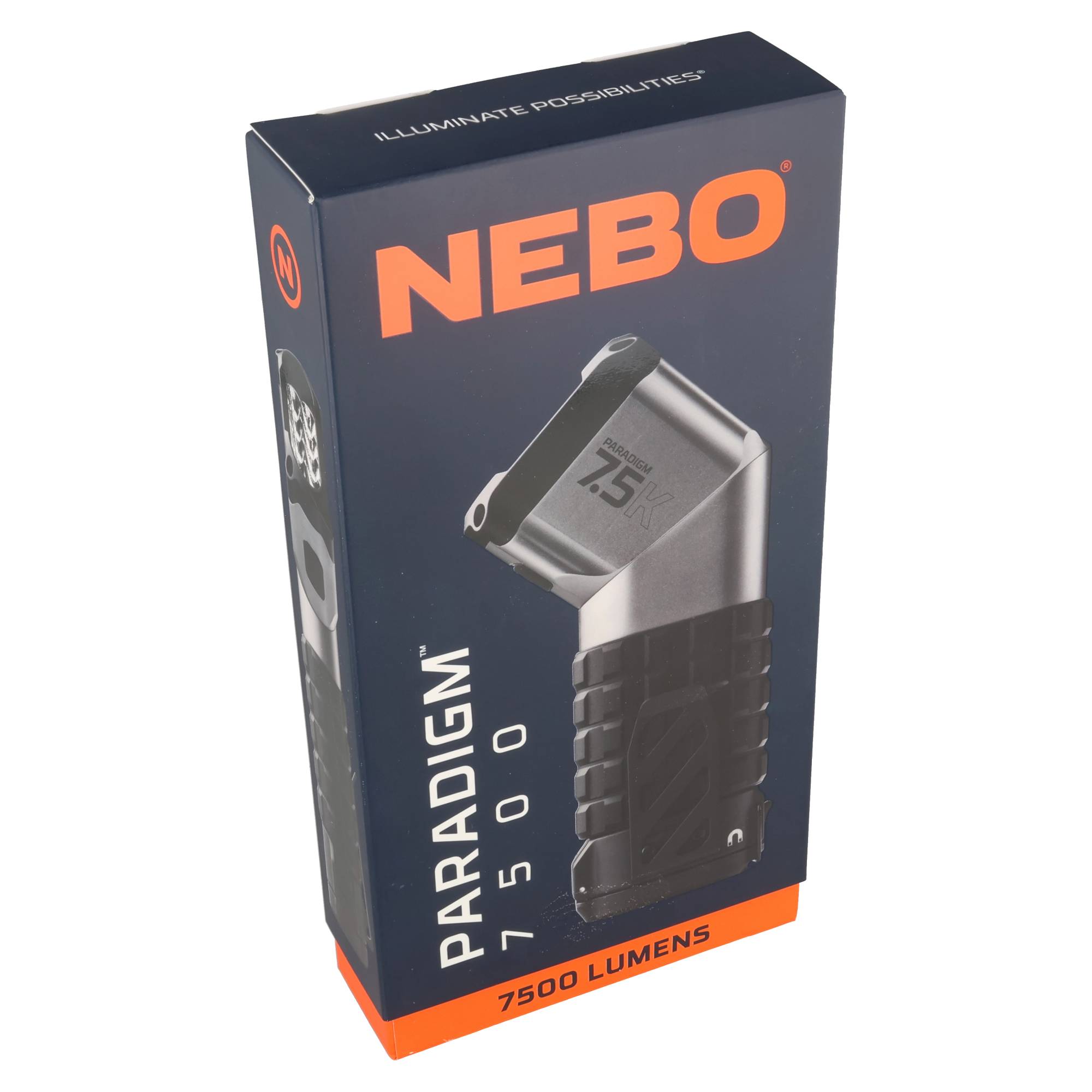 NEBO PARADIGM 7500, Taschenlampe, 7500 Lumen, Leuchtweite 237 Meter,  4000mAh Lithium-Ionen, 7,4 Volt, Schwarz