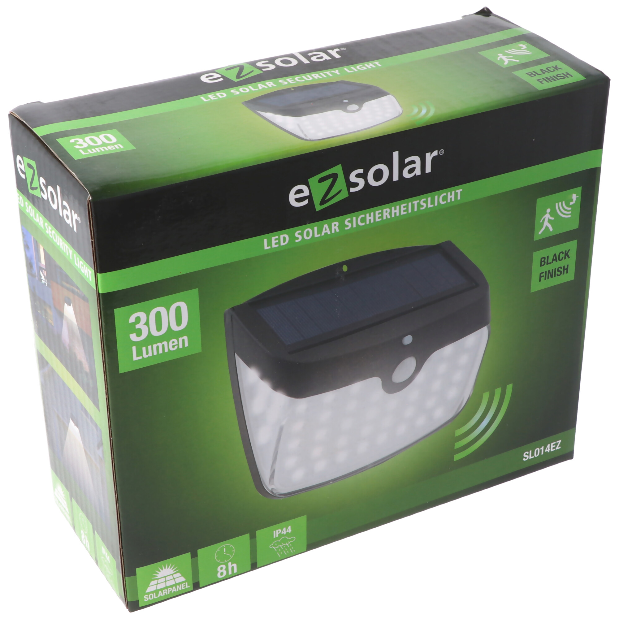 Wandlicht LED Solar Sicherheitslicht inklusive 18650 Li-ion Standard Akku 66,5x18mm, mit Solarpanel