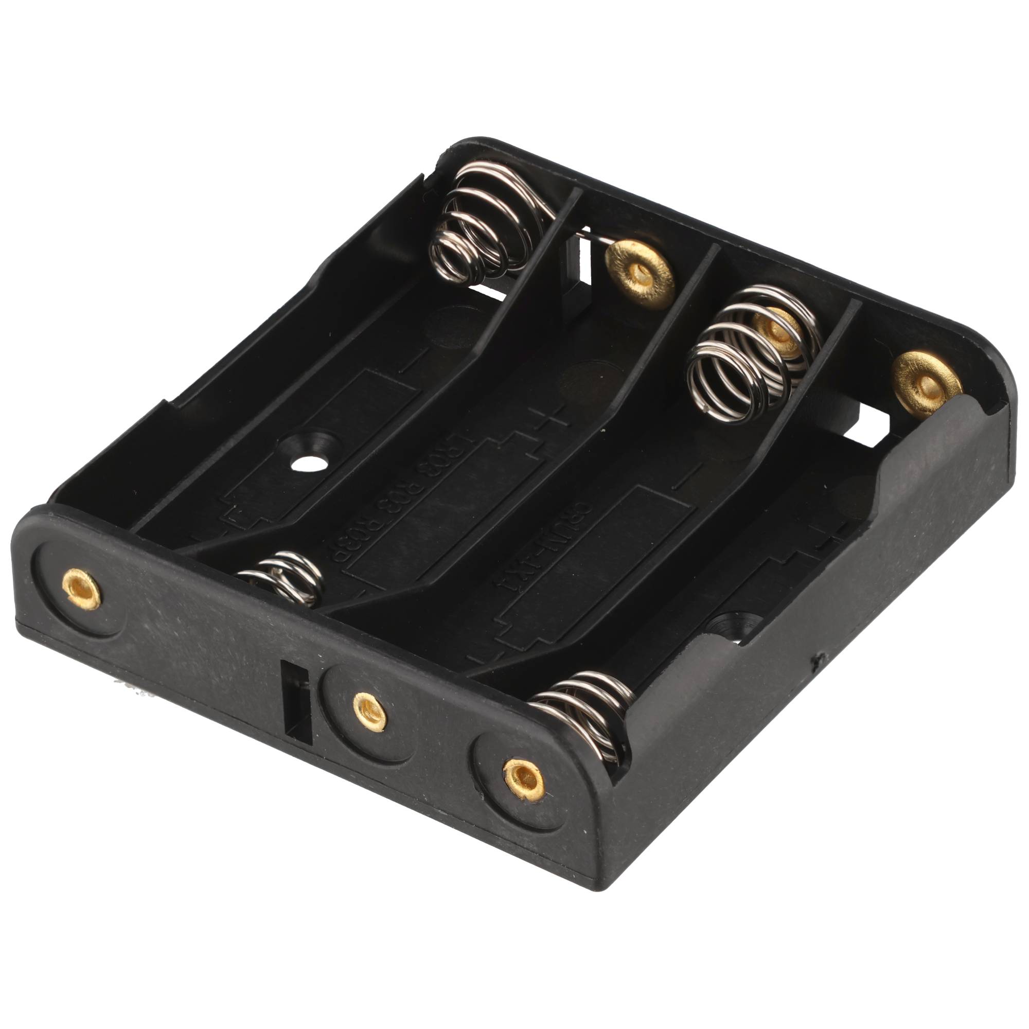 Batteriehalter , 4x Micro "AAA" mit Lötanschluss – Batteriehalter AAA Micro, Batterie Halterung Elektronik, mit Lötanschluss Kabel (Kunststoff)