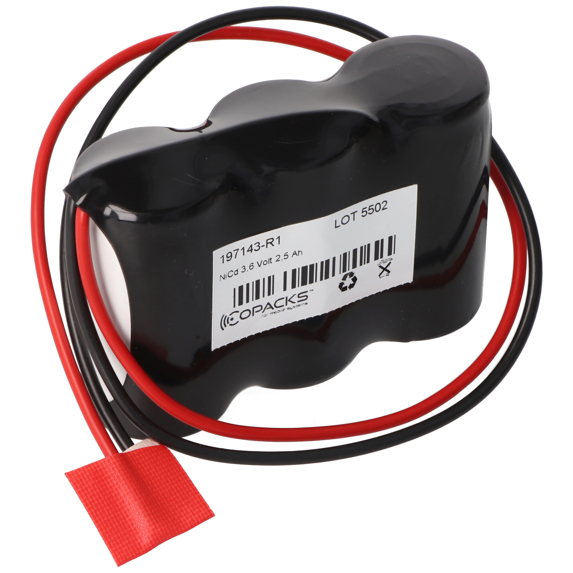 Notleuchtenakku NiCd 3,6V 2500mAh F1x3 Baby C mit 200mm Kabel einseitig ersetzt 3,6 V Akku