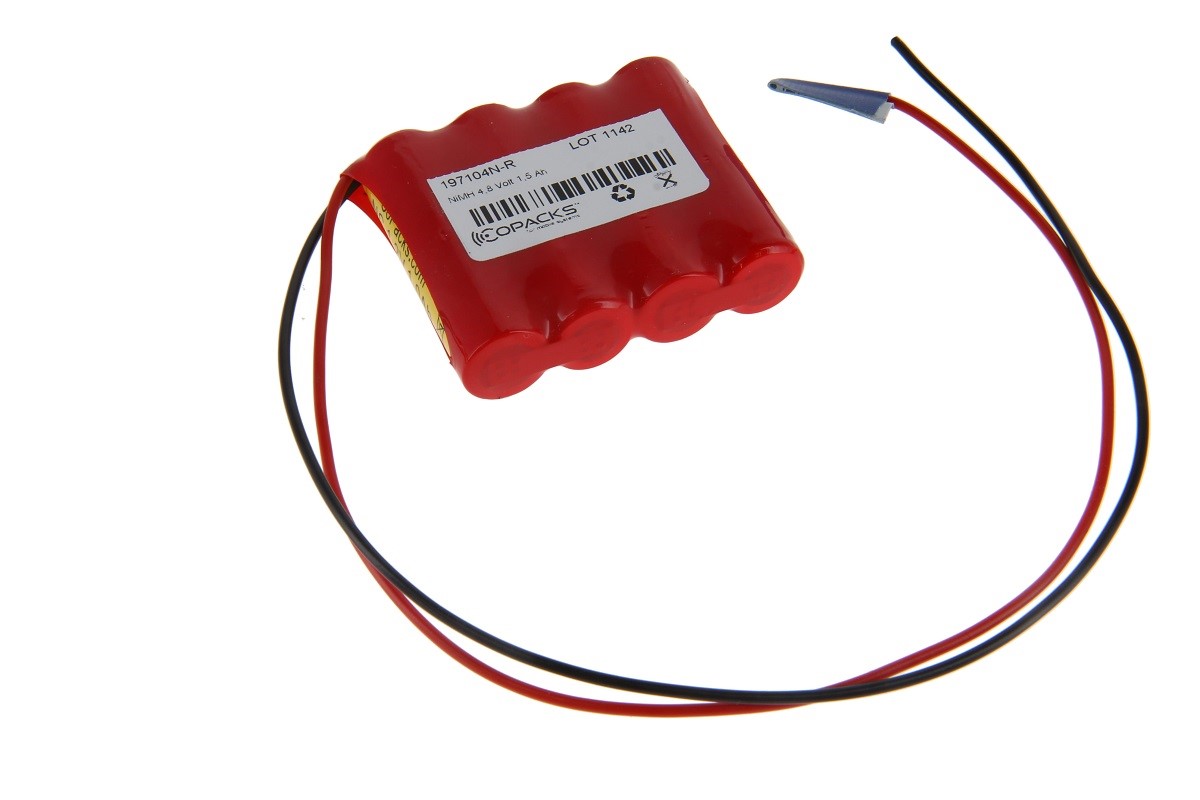 Notleuchtenakku NiMH 4,8V 1500mAh F1x4 Mignon AA mit 200mm Kabel
