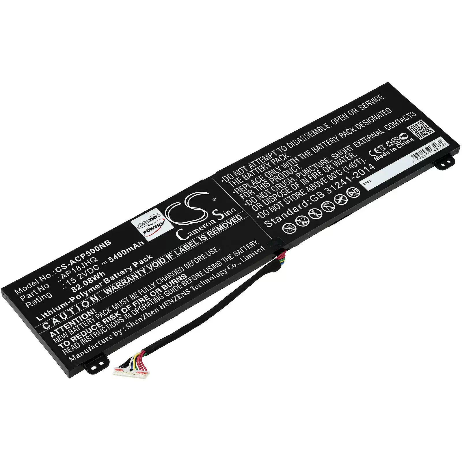 Akku passend für Laptop Acer ConceptD 7 CN715-71, ConceptD 7 Pro CN715-71P-58G, Typ AP18JHQ u.a. - 15,2V - 5400 mAh