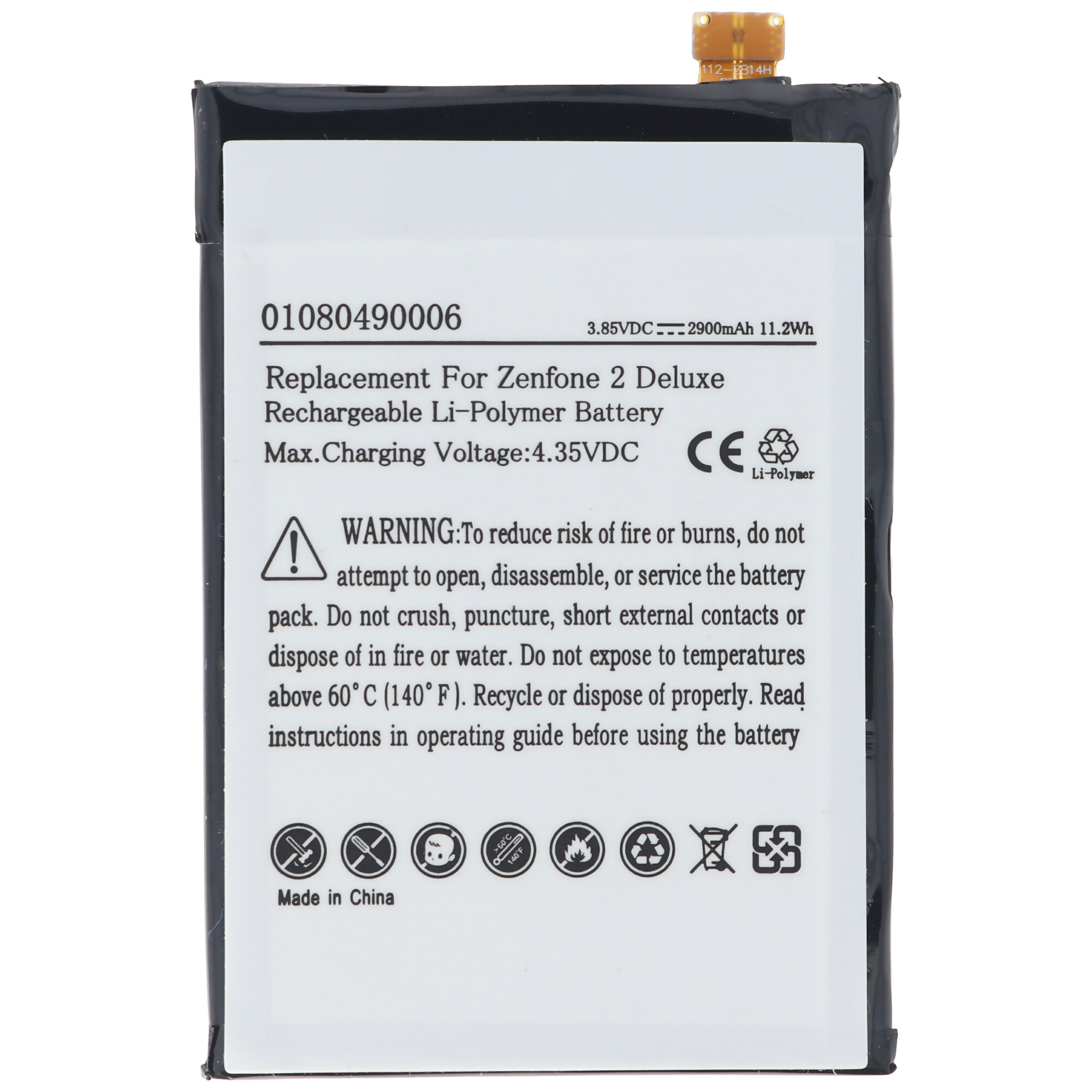 Akku passend für Asus Zenfone 2 Deluxe, Li-Polymer, 3,85V, 2900mAh, 11,2Wh, built-in, ohne Werkzeug