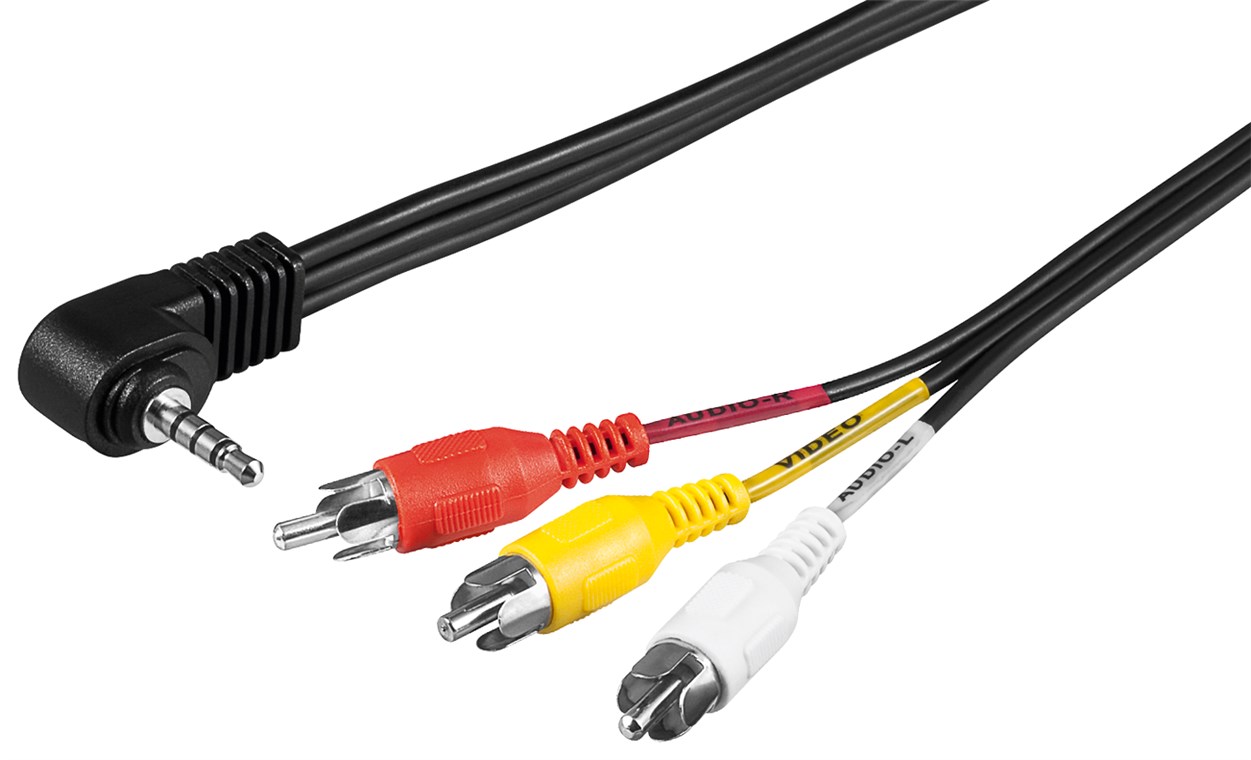 Goobay Adapterkabel, Composite Audio Video zu 3,5 mm - Klinke 3,5 mm Stecker (4-Pin, stereo) 90° > 3x Cinch-Stecker