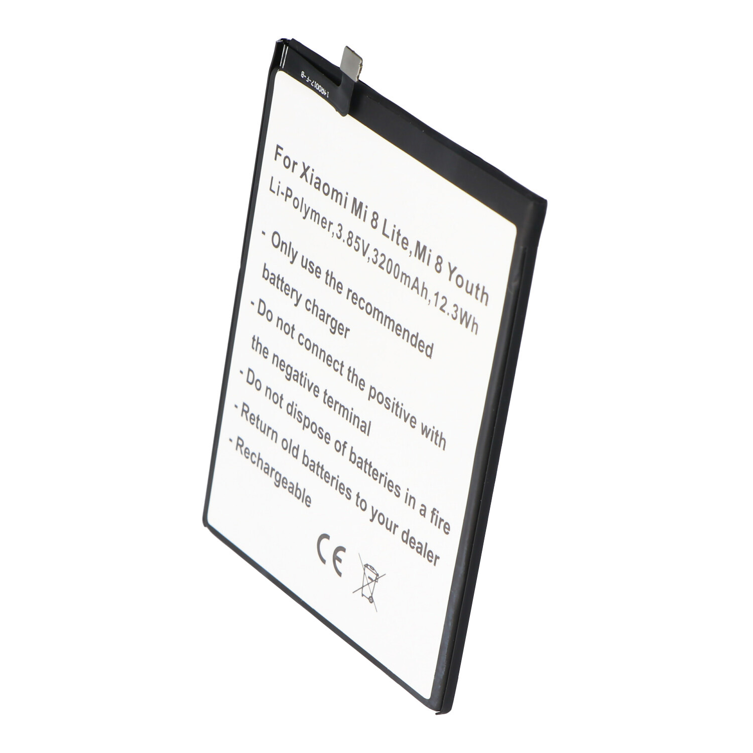 Akku passend für Xiaomi Mi 8 Lite, Mi 8 Youth, Li-Polymer, 3,85V, 3200mAh, 12,3Wh, built-in, ohne Werkzeug