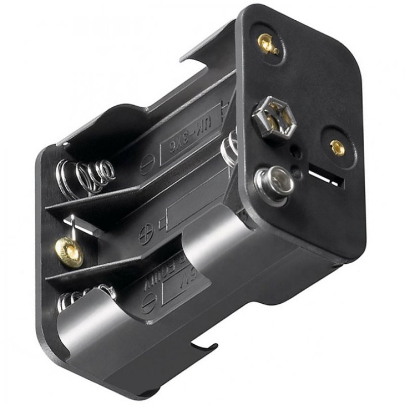 Batteriehalter für 6 Stück Mignon AA LR6 Akkus oder Batterien – Batteriehalter AA Mignon, Batterie Halterung Elektronik (Kunststoff)