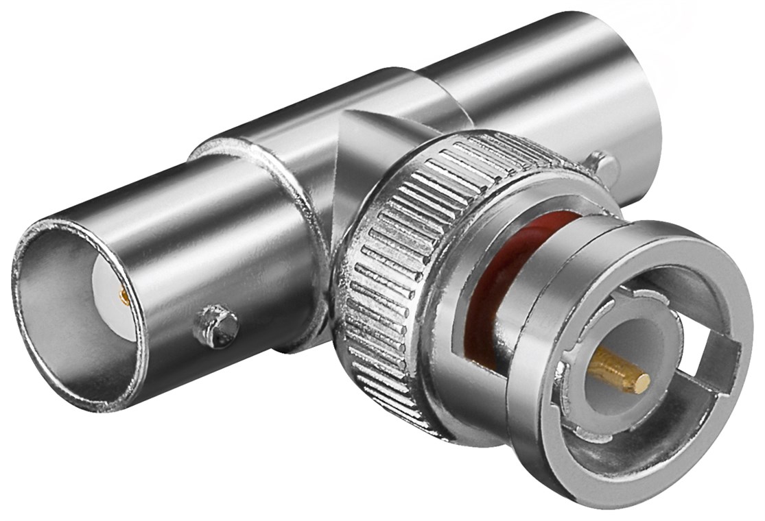 Goobay BNC-Stecker > 2x BNC-Kupplung - T-Adapter mit vergoldeten Kontakten