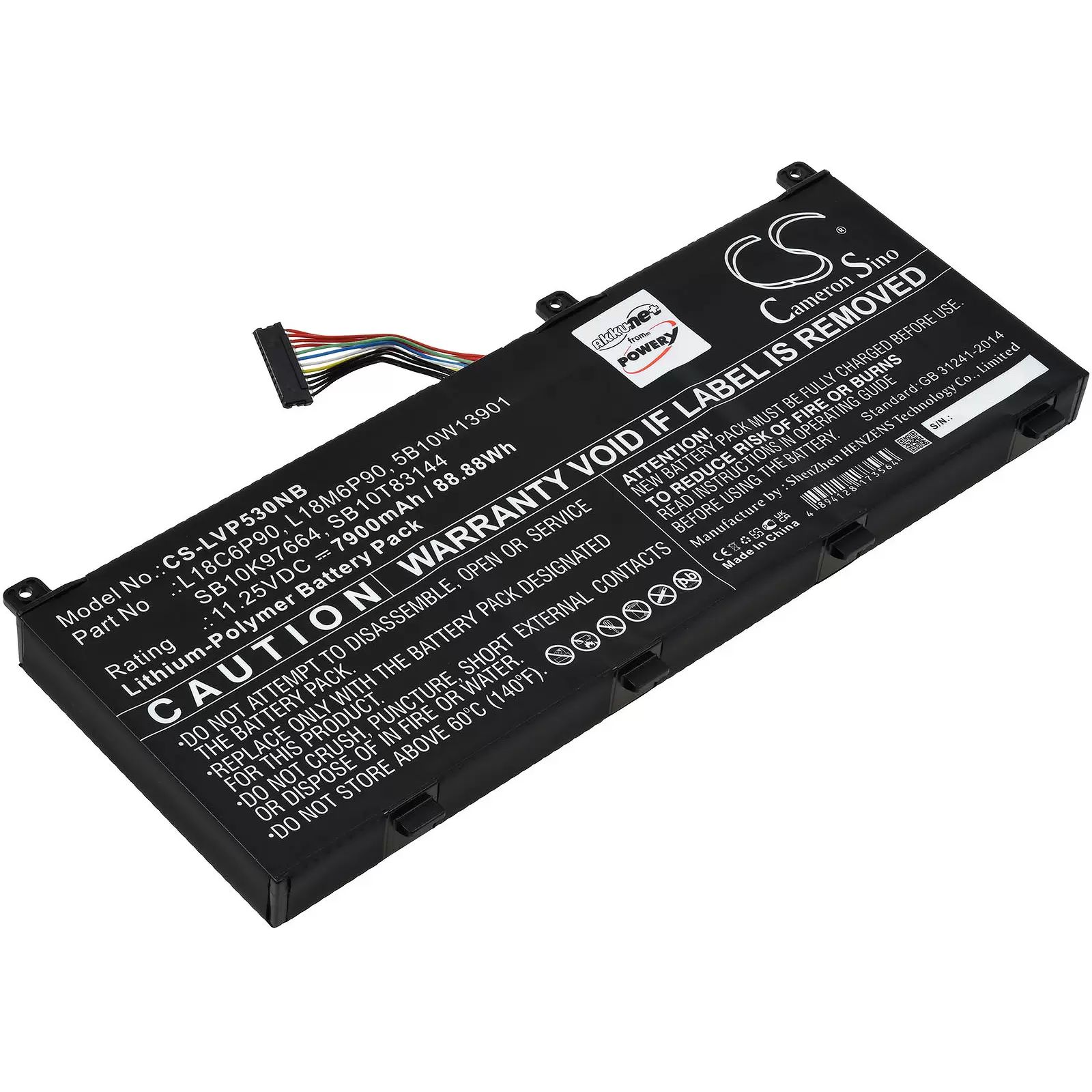 Akku für Laptop Lenovo Thinkpad P53-20qn0001tw, Thinkpad P53-20qn005qus, Typ L18C6P90 - 11,25V - 7900 mAh