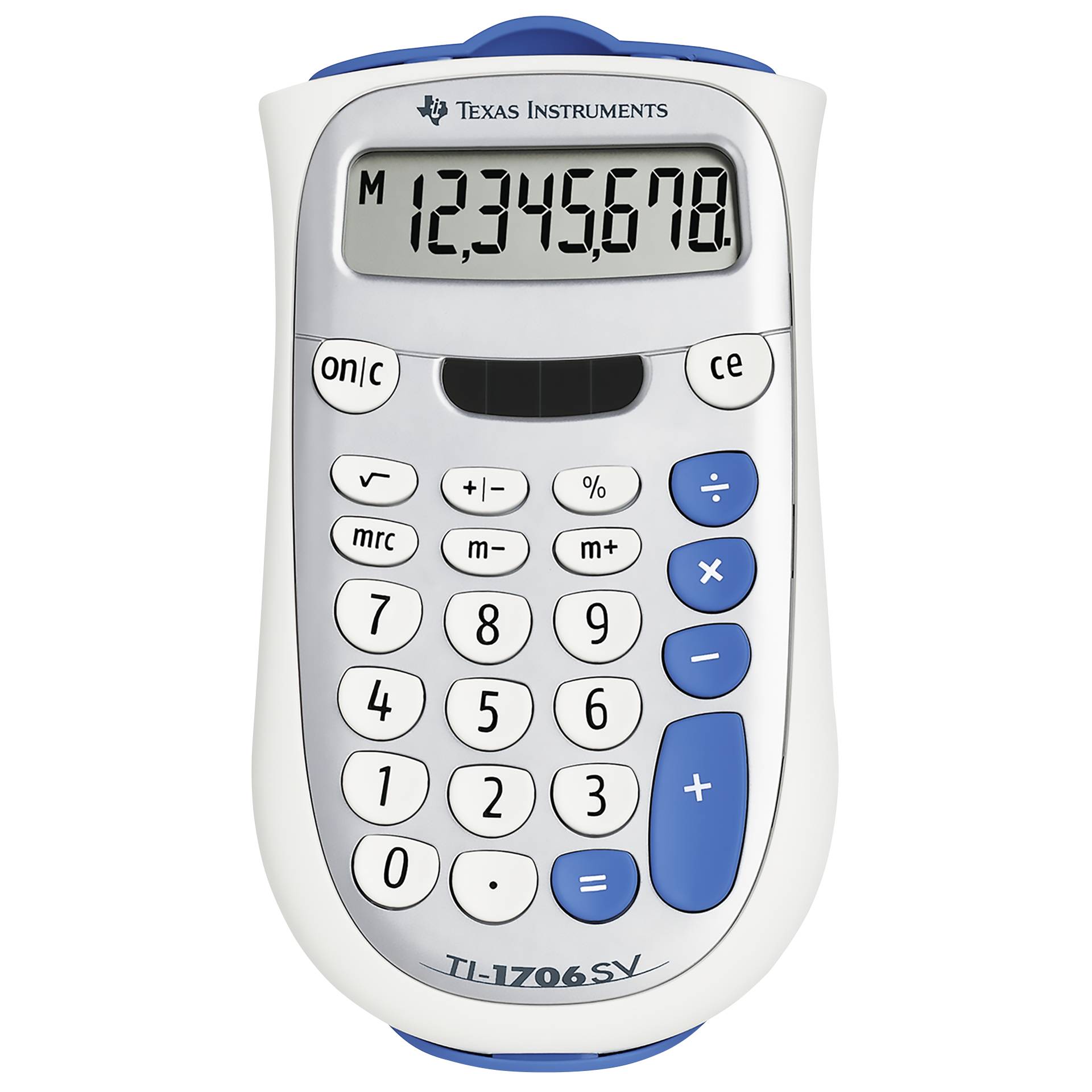 Texas Instruments TI 1706 SV Taschenrechner – 8-stelliges SuperView-Display, Solar-/Batteriebetrieb