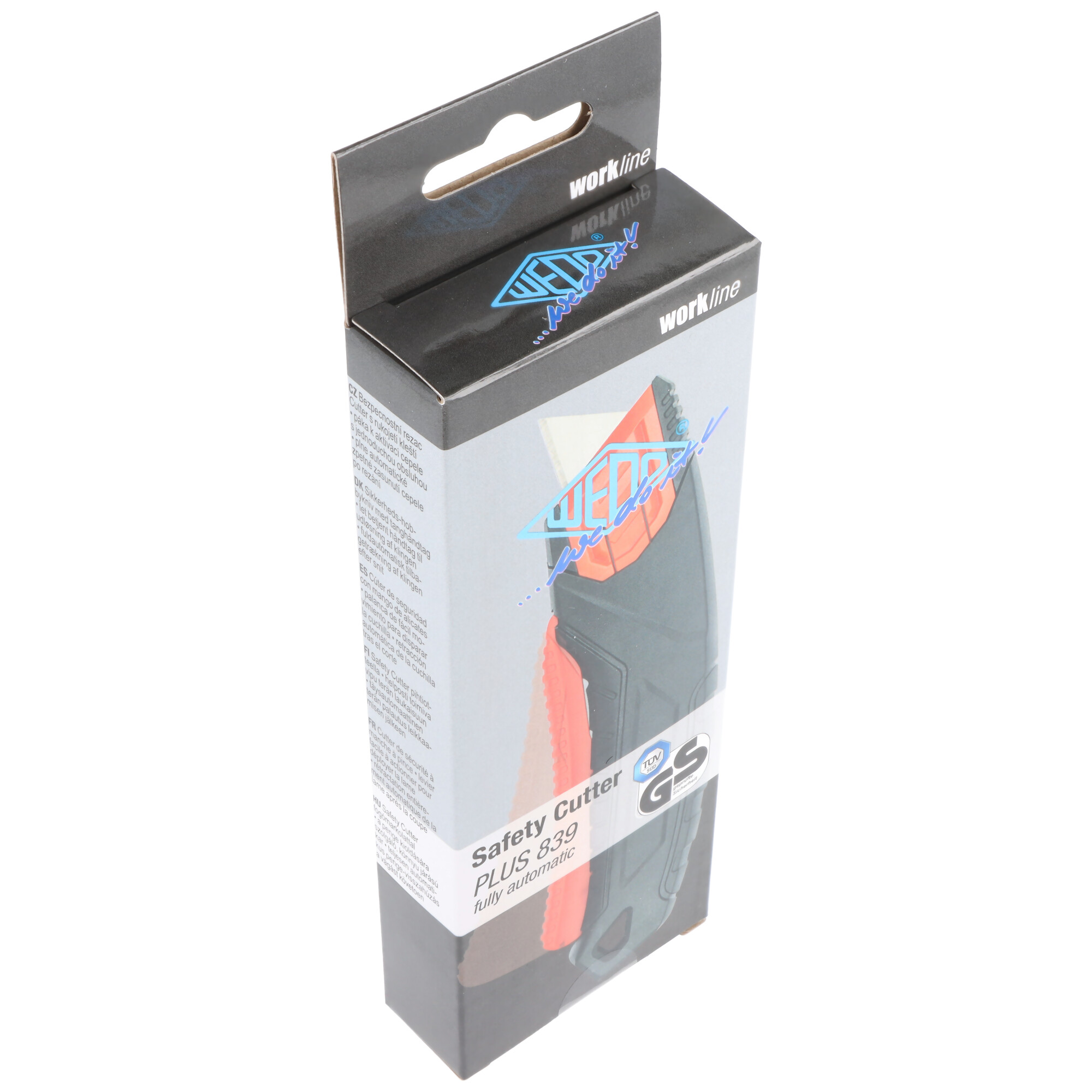 WEDO Safety-Cutter Plus 839, mit Standartklinge, vollautomatischer Klingenrückzug, arretierbarer Hebel