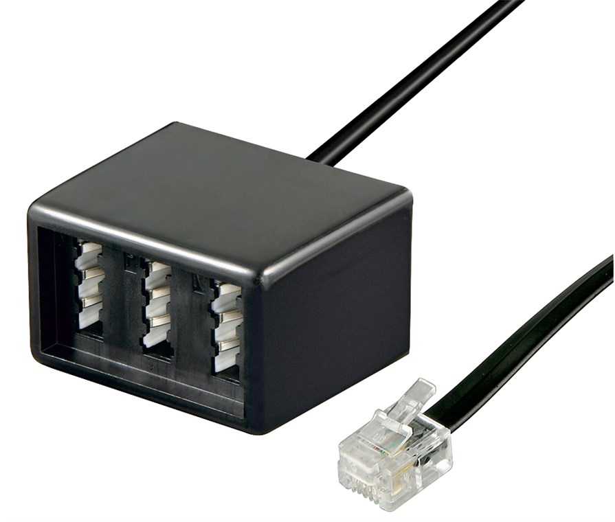 Goobay TAE Telefon Adapter Stecker - 3x TAE N/F/N- Buchse > RJ11/RJ14-Stecker (6P4C)