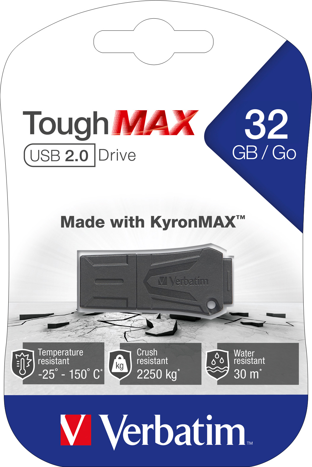 Verbatim USB 2.0 Stick 32GB, ToughMAX, schwarz KyronMAX Thermo Protect, Retail-Blister