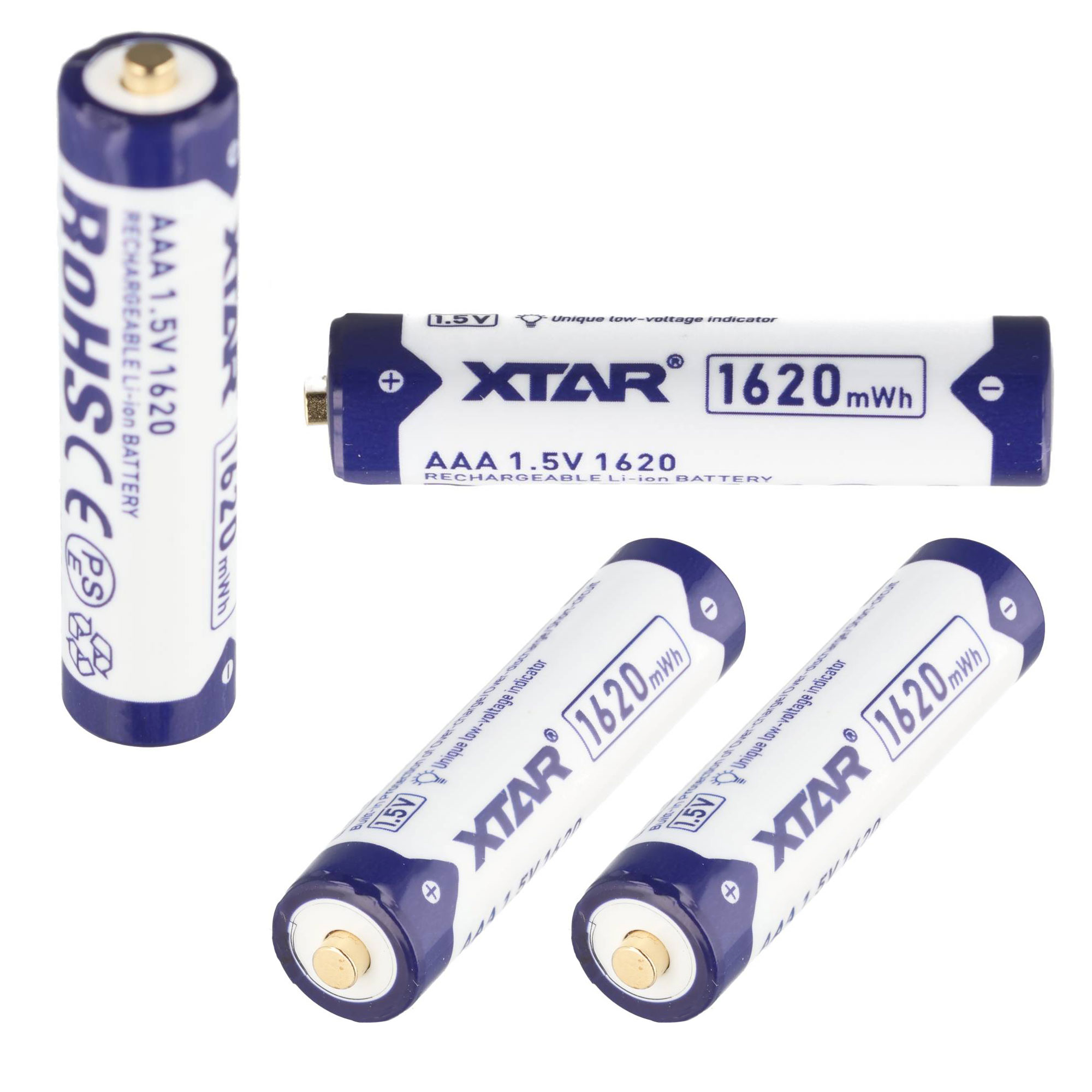 4 Stück AAA 1,5V 1620mWh typisch 1000mAh Lithium-Ionen Akku, wiederaufladbar nur mit speziellem Ladegerät