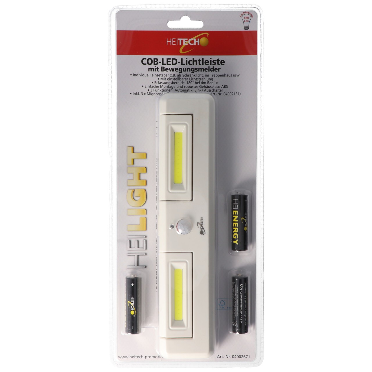 COB-LED-Lichtleiste mit Bewegungsmelder, ideal für Beleuchtung in Schränken, Treppenhäuser, Küchenzeilen, einstellbarer Lichtstrahl