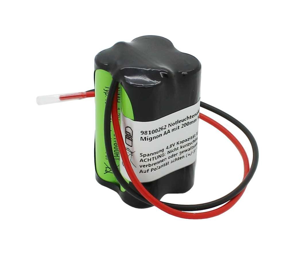 Notleuchtenakku NiMH 4,8V 1800mAh F2x2 Mignon AA mit 200mm Kabel