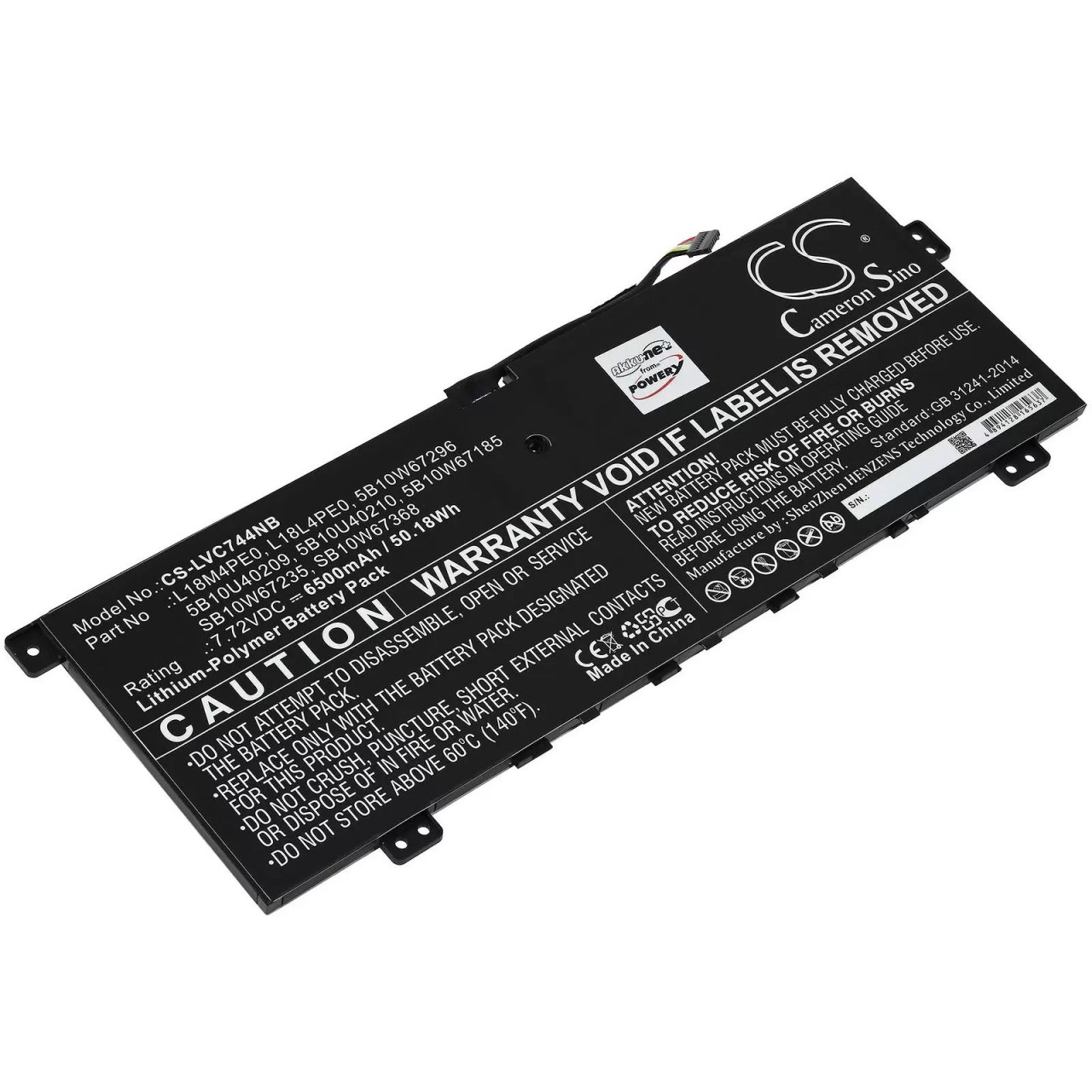 Akku passend für Laptop Lenovo Yoga C740-14IML, Typ L18L4PE0 u.a. - 7,72V - 6500 mAh