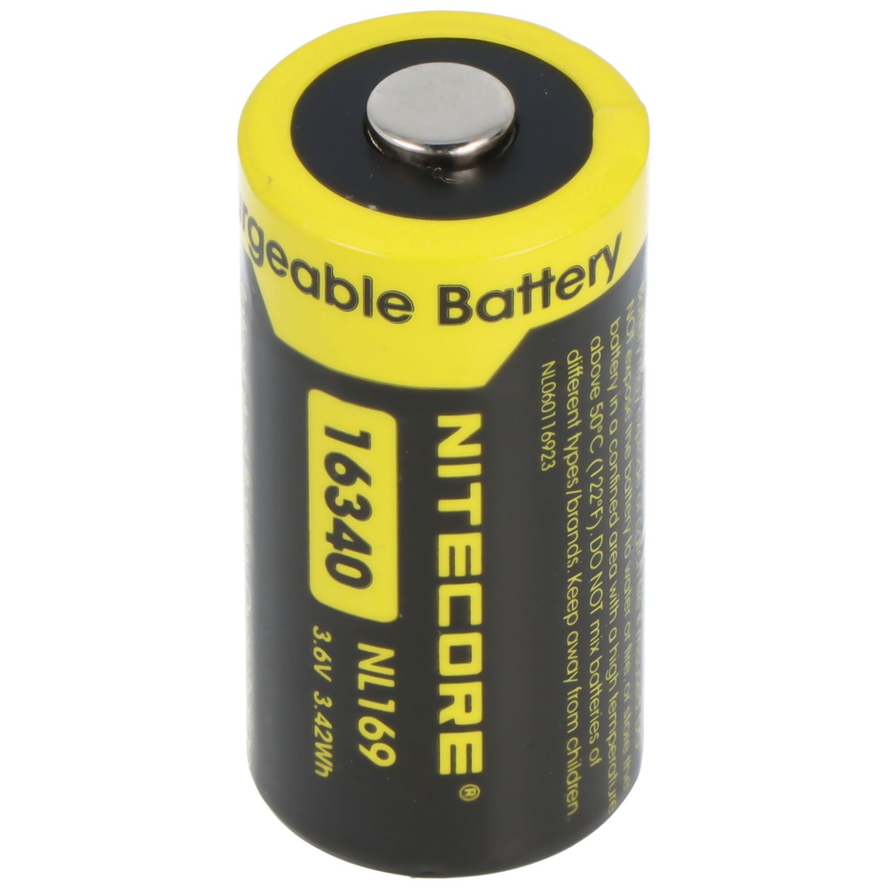 Nitecore NL169 Akku 16340 NC-NL169 Li-Ion Akku 3,7 Volt 950mAh mit Schutzschaltung, max. 2A Entladestrom