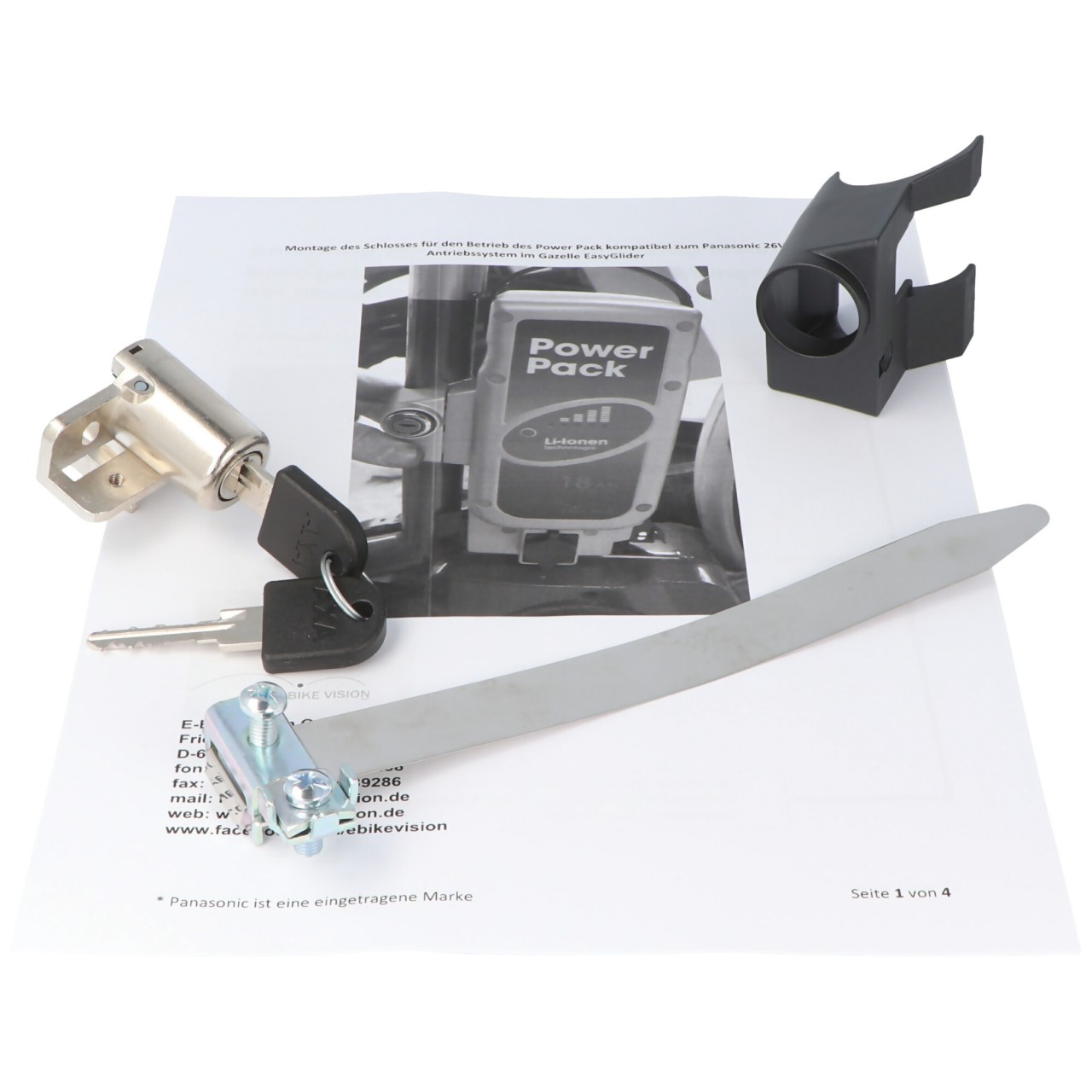 E-BIKE VISION Montage Kit Gazelle Easy Glider, Lock with mounting for Gazelle Easy Glider 26V