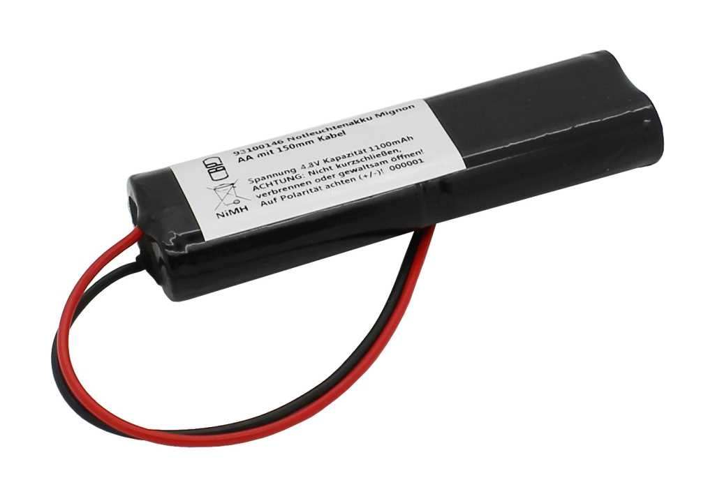 Notleuchtenakku NiMH 4,8V 1100mAh L2x2 Mignon AA mit 150mm Kabel
