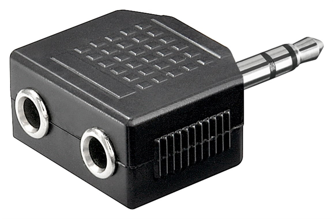 Goobay Kopfhörer-Adapter AUX, Klinke 3,5 mm 1 zu 2 - 1x 3,5-mm-Klinkenstecker (3-polig, stereo)  src=